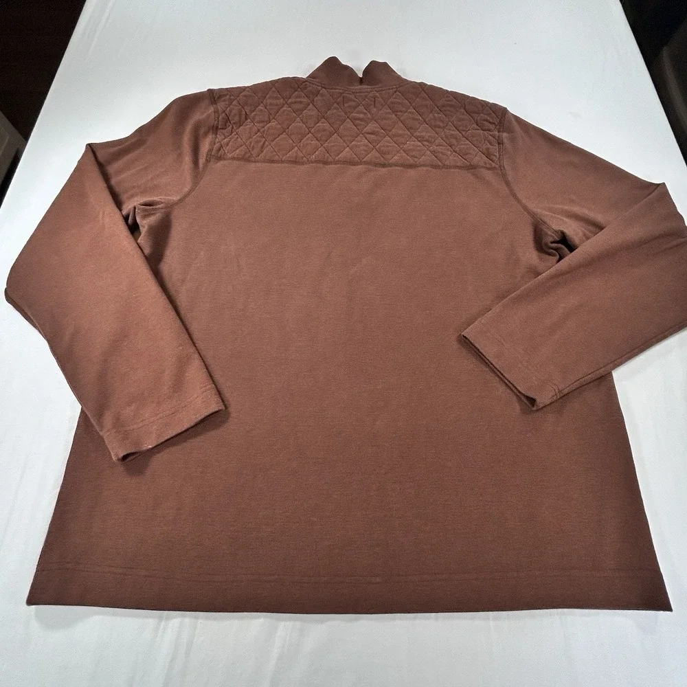 Johnson & Murphy Quarter Zip Mens Sz XL Brown Sweater Pullover Casual Diamond